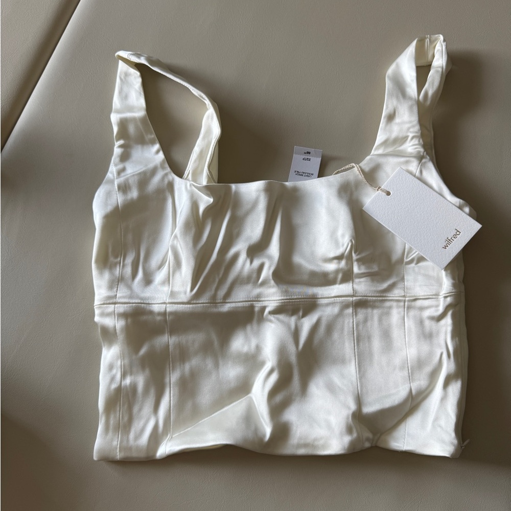 Aritzia Shine White Satin Crop Top XS